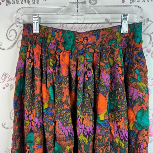 Lasile skirt long flowy vintage vibrant Colors Floral Multicolor Maxi Skirt - Picture 6 of 11